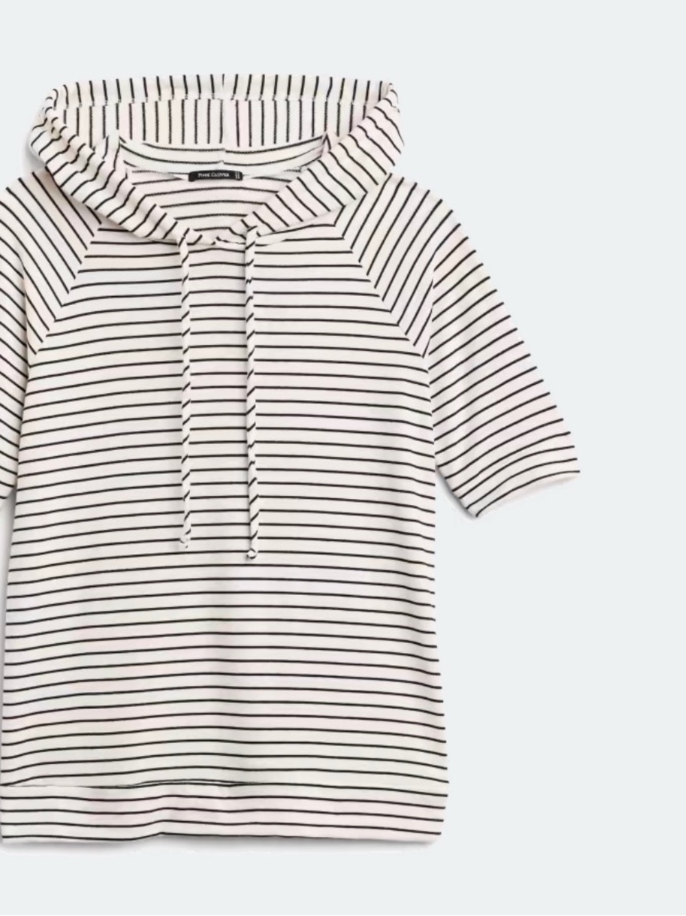 Striped Hooded Short-Sleeve Top - White & Black